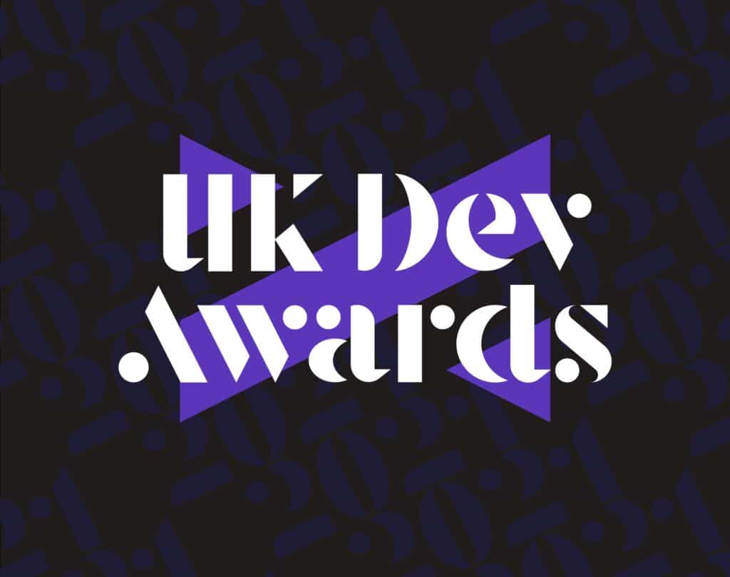 The logo for the UK Dev Awards, at which IB4UD has been nominated in the 'Best Travel Website' category.